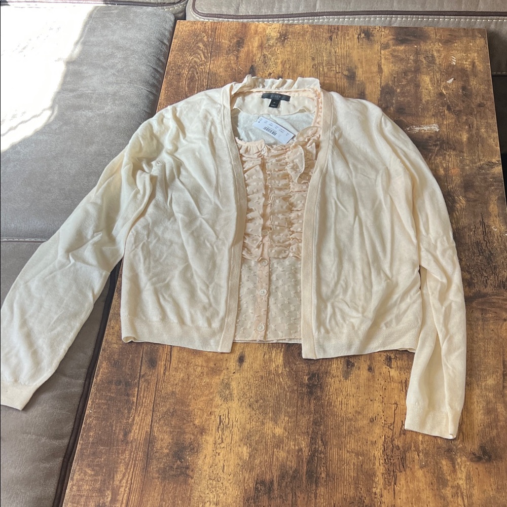 J. Crew Ivory Ruffle Top - Picture 2 of 5